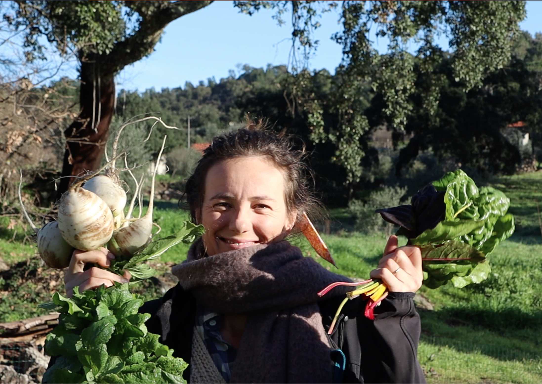 Sophie with Veg, The Farming Chefs