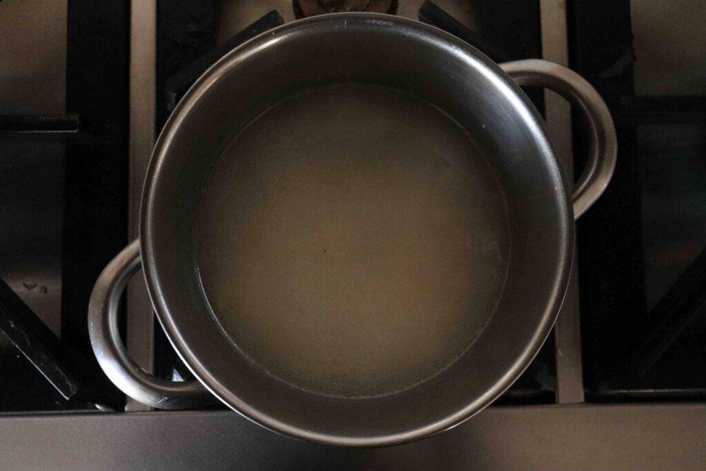 rice in pan with water, The Farming Chefs