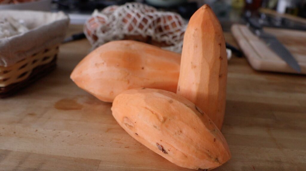 Peeled sweet potatoes