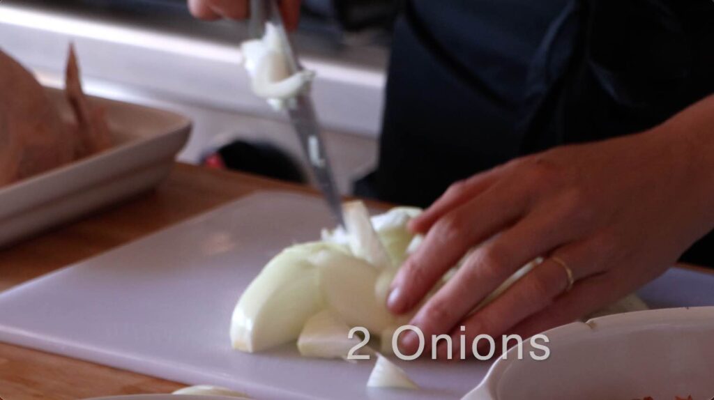 Roughly chop 2 onions