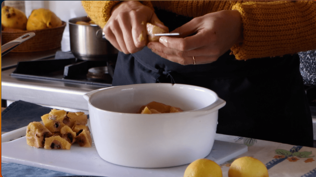 Chop up your quince meat and remove the core