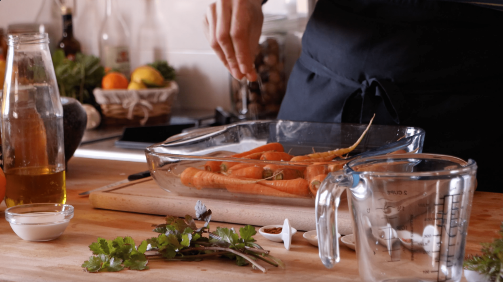 The Farming Chefs, adding salt to carrots