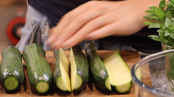 slice zucchini lengthways