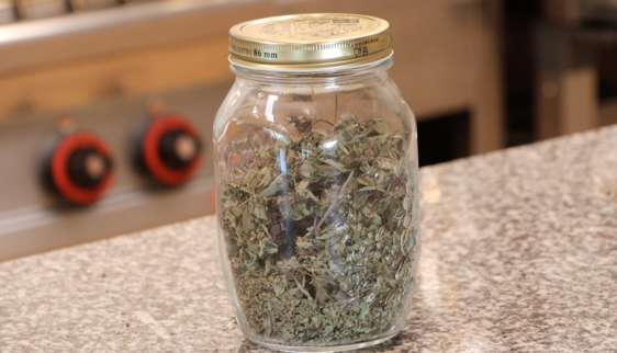 dried basil in jar