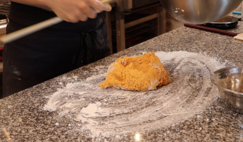 moving the gnocchi onto the table top