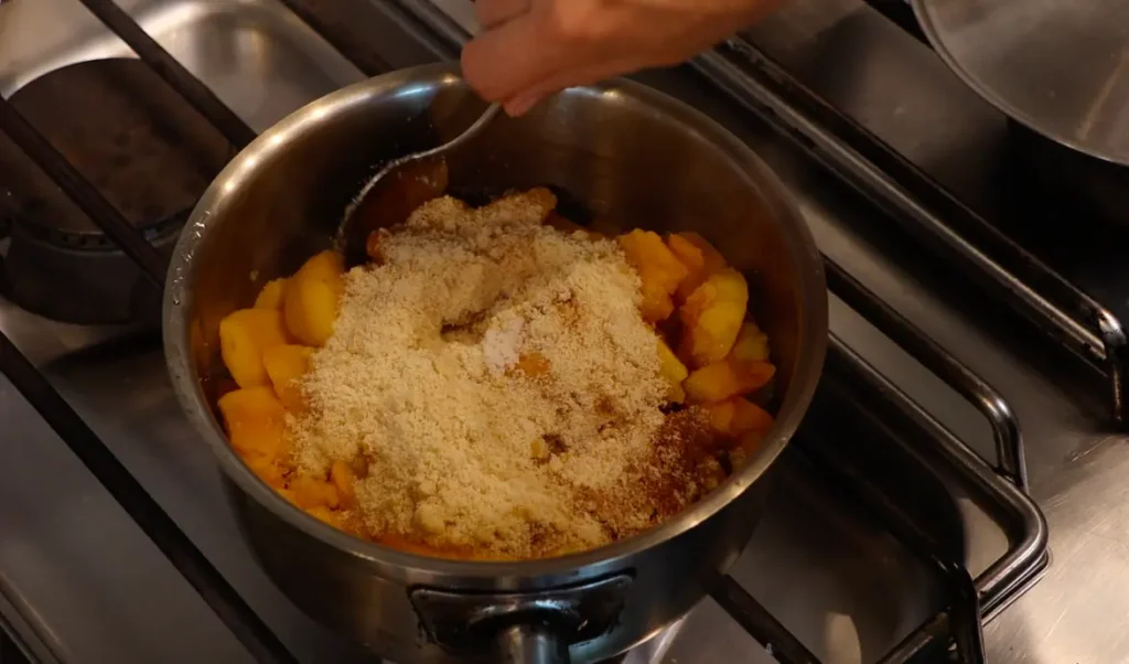 silver pot, fruit, sugar, spoon