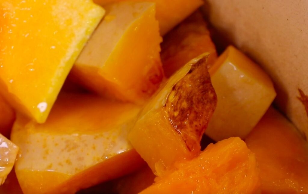 close-up golden brown pumpkin piece