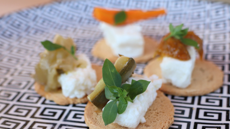 toast with firm cheese in salty brine