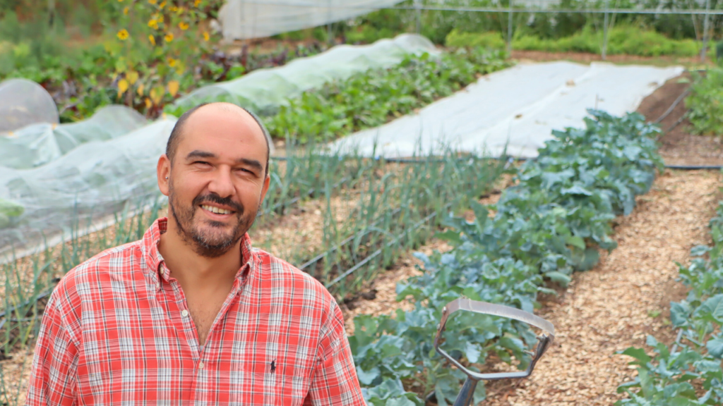 Filipe in the garden, the farming chefs