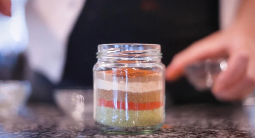 Layered-Spices-in-Glass-Jar-on-Kitchen-Counter