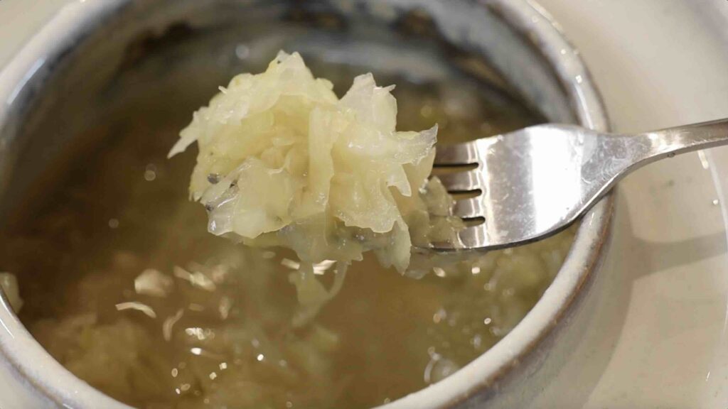 sauerkraut on fork by the farming chefs